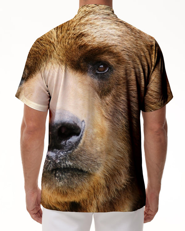 
Brown bear pattern trendy men's casual shirt beach Hawaiian shirt short sleeve button-down top cool
                