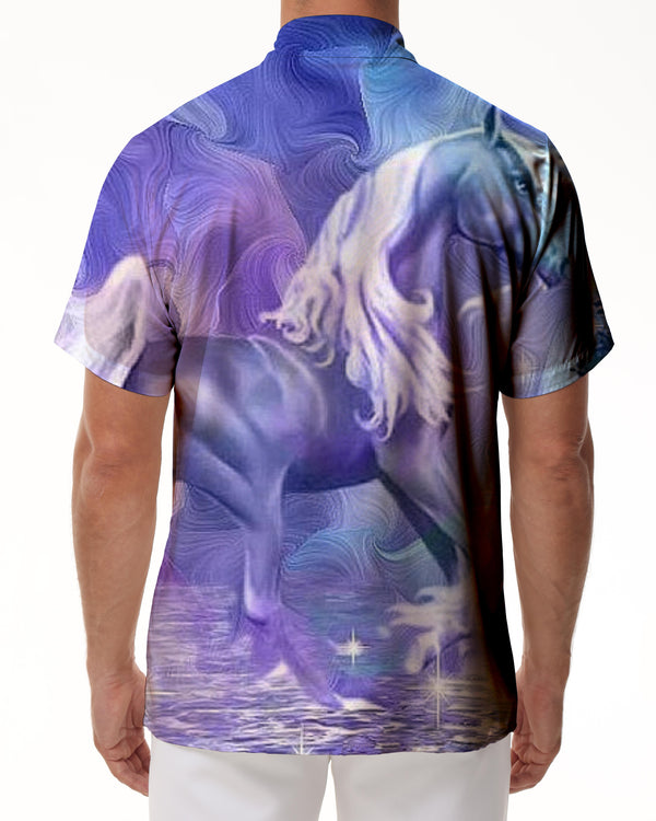 
Purple Space Cow Sloth Unicorn Hawaiian Shirt Men's Fashion Short Sleeve Top Summer Beach Holiday Party Casual Outfit
                