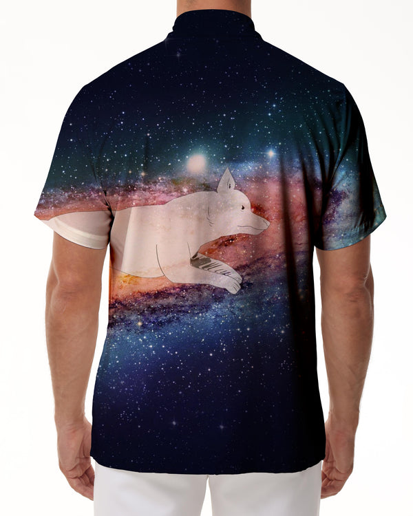 
Outer Space Galaxy White Fox Men's Casual Shirt Hawaiian Shirt Short Sleeve Button Shirt Tops Suitable for Beach Vacation Leisure
                
