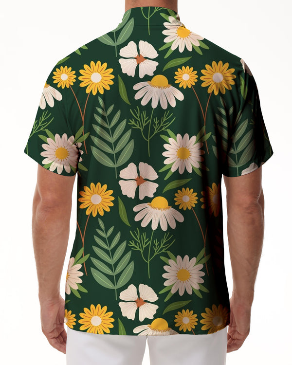 
Hawaiian style fashion flower pattern button-down lapel pocket men's casual loose vacation beach party shirt
                