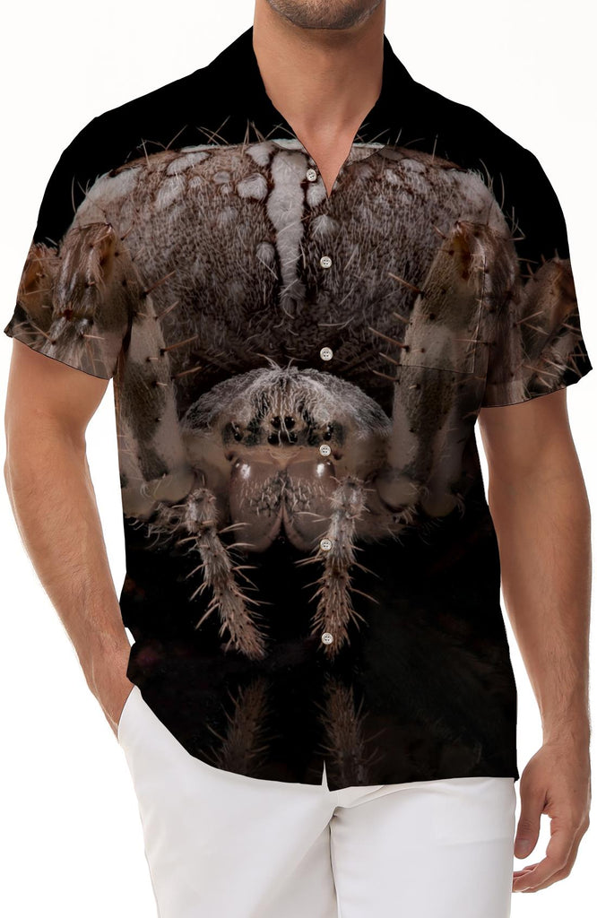 3D Printed Beach Shirt Retro Casual Loose Men's Shirt Tropical New Hawaiian Button Men's Short Sleeve Shirt Spider
