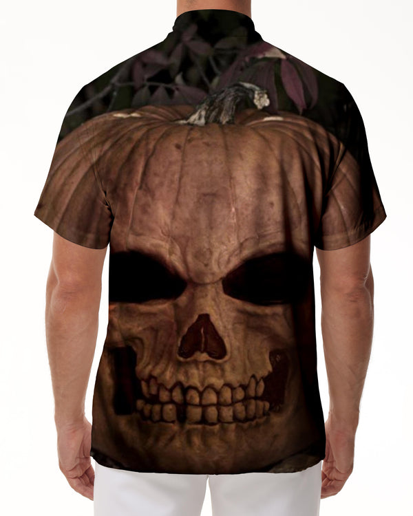 
Halloween Men's Lapel Shirt Pumpkin Skull Print Button Shirt Casual Hawaiian Top
                