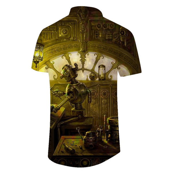 
Gold Robot Punk House Men's Shirt Short Sleeve Tropical Hawaiian Shirt Regular Fit Casual
                