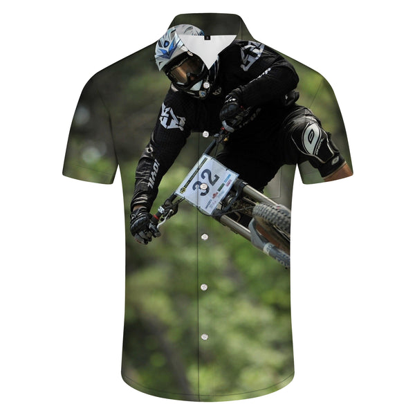
tropical men is loose cycling short sleeve Hawaiian shirt bicycle race sports short sleeve button fashion lapel DAily Wear
                