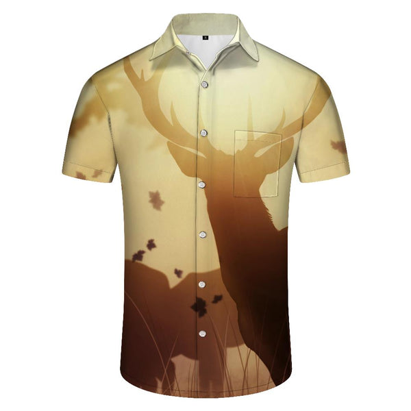 
Deer Elk Hunting Mens Casual Button Down Short Sleeve Hawaiian Shirt Beach Top
                