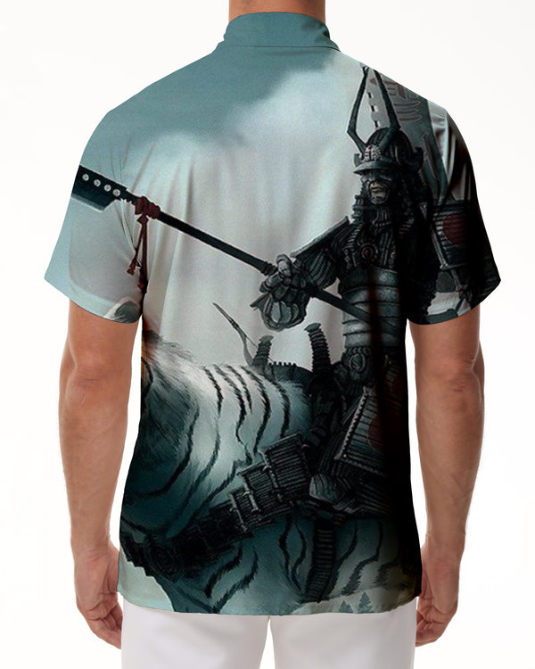 
Ancient Costume Soldier White Tiger Men's Button Shirt 3D Printed Pattern Four Seasons Hawaiian Pocket Shirt Classic Edition Short Sleeve
                