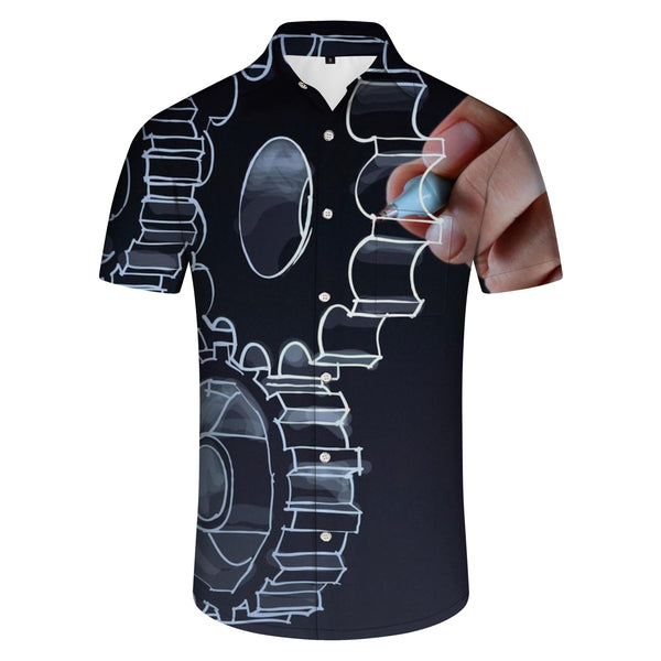 
Steampunk Gear Retro Summer Men's Shirt Casual Street Short Sleeve Slim Fit Top Short Sleeve Fun
                