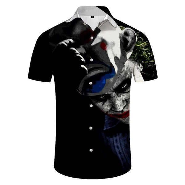 
Black fun clown movie punk short sleeve shirt print pattern summer fashion men's short sleeve shirt daily
                