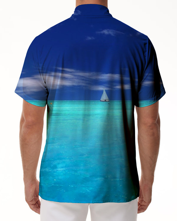 
Ocean Blue Men's Casual Shirt Short Sleeve Regular Fit Fashion Camping Beach Shirt Tops
                