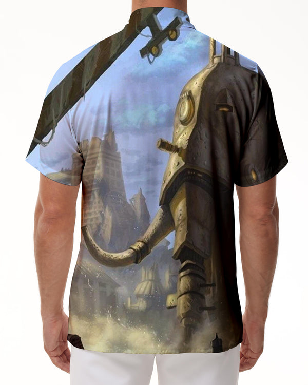 
African Wildlife Elephant Mens Short Sleeve Shirt Casual Button Summer Beach Shirt Classic Fit Top
                