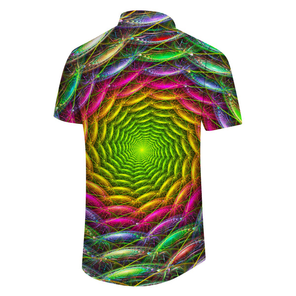 
KY Ku Hawaiian Men's Shirt - Men's Casual Hawaiian Button Print Geometric Light Heather Shirt Short Sleeve Beachwear
                