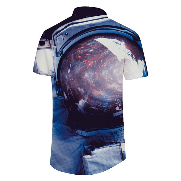 
Short Sleeve Men's Casual Loose Shirt Astronaut Hawaiian Button Lapel Tie Pocket Spaceman Fashion Top Style Stylish
                