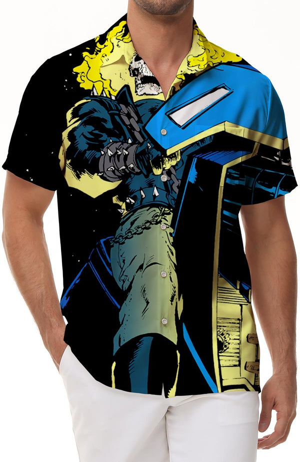 Printed Short Sleeve Tops Summer Clothing Men Vintage Shirt Motorcycle Short Sleeve Shirt Pattern Shirt Street Walking Outdoor