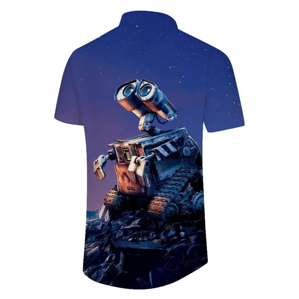 
Cute Robot Summer Retro Loose Shirt Men's Casual Shirt Fashion Printed Casual Short Sleeve Shirt
                