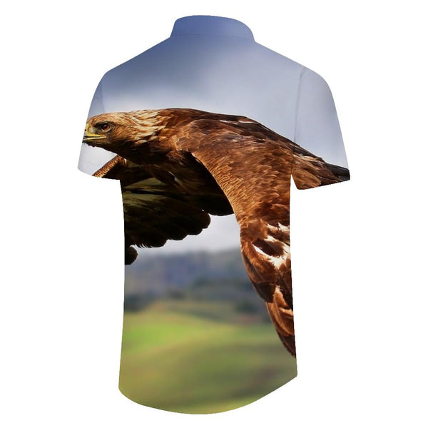 
Prairie Sky King Eagle Tropical Rainforest Hawaii Four Seasons Button Fashion Short Sleeve Shirt Men's Casual Daily Tops Shirt Style
                