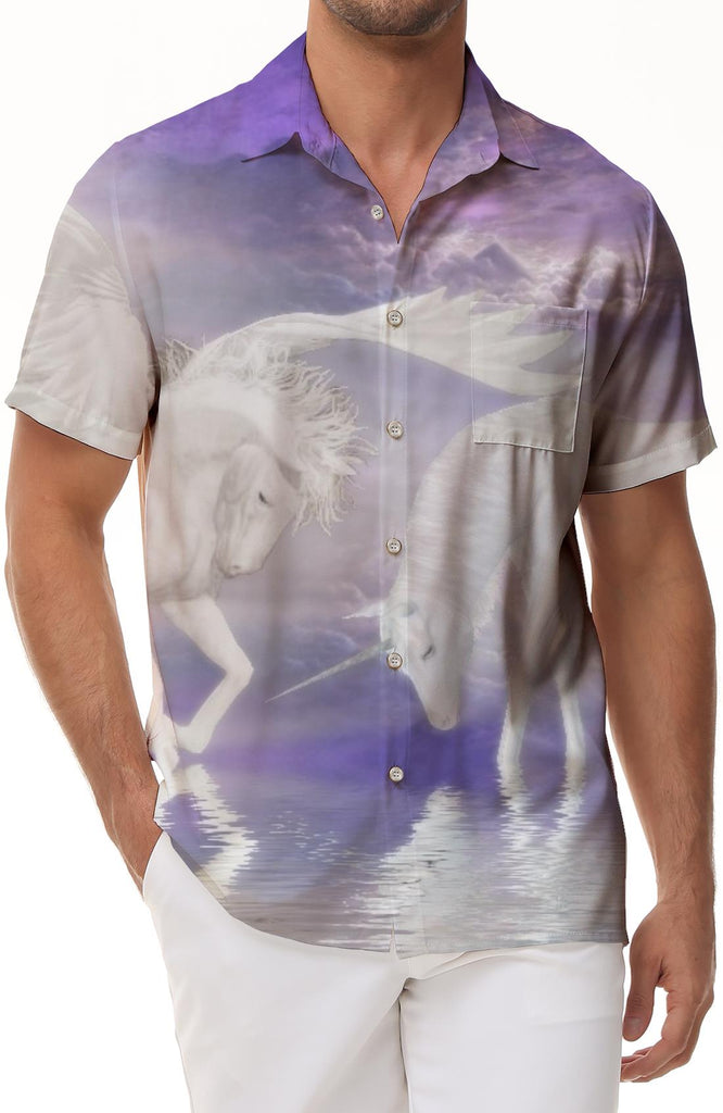 Beautiful Fantasy U-nicorn Men's Short Sleeve Shirt Lapel Button Top Hawaiian Loose Short Sleeve