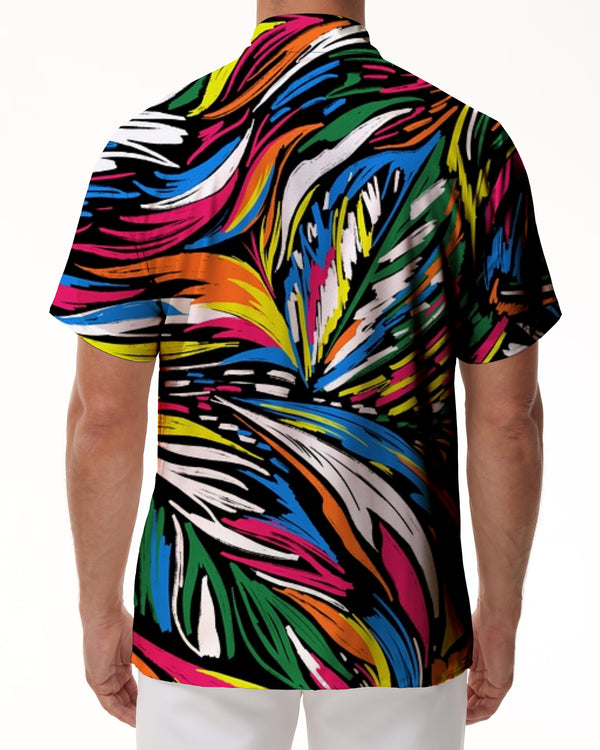 
Colorful horse pop art men's seaside button jersey Hawaiian button-down lapel jersey short sleeve
                