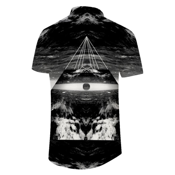 
Men's Lapel Button Short Sleeve Shirt Fashion Geometric Print Loose Breathable Casual Shirt Suitable for Summer Outdoor Activities
                