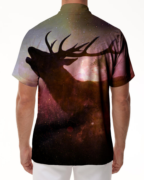 
Scottish Deer Stag and Silver Sea Hawaiian Shirt Men's Short Sleeve Button Shirt Summer Tops
                