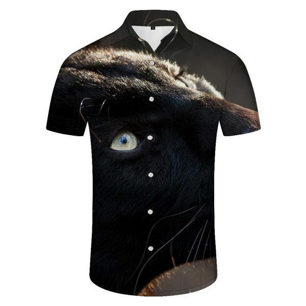 
Black Panther Cool Men's Short Sleeve Shirt Casual Button Hawaiian Shirt Button 3D Digital Printing Top
                