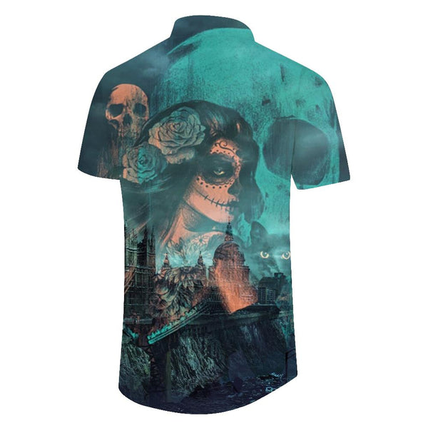 
Retro skull Hawaiian shirt men's summer shirt 3d retro street fashion summer casual shirt hip hop
                