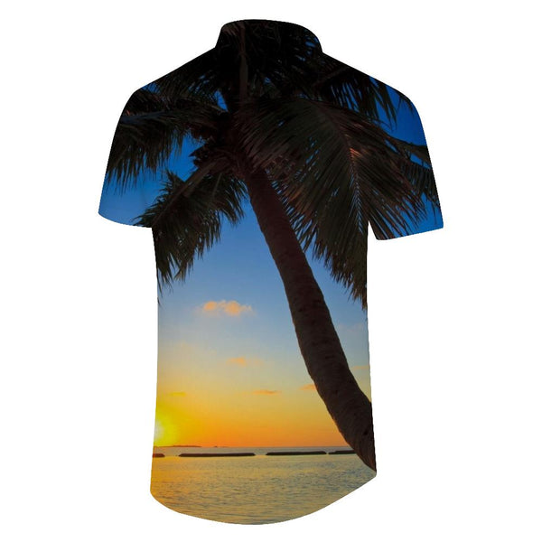 
Seaside Sunset Coconut Tree Men's Shirt Hawaiian Coconut Tree 3D Printed Shirt Fashion Short Sleeve Summer Beach Men's Clothing
                