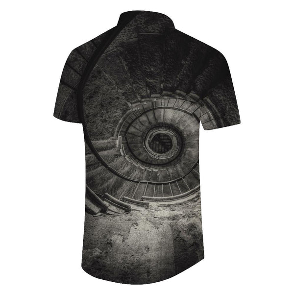 
Fashion gray stone stairs 3D print shirt summer loose Hawaiian clothes trend lapel button shirt casual 3 short sleeve beach shirt gray
                