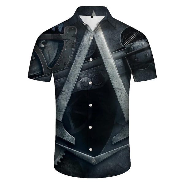 
Button Collar Men's Shirt Fashion Print Short Sleeve Rainforest Hawaiian Casual Lapel Top
                