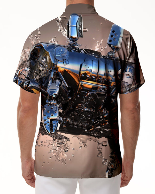 
Robot Crab Cool Mens Hawaiian Shirt Short Sleeve Button Casual Shirt for Summer Beach Silver
                