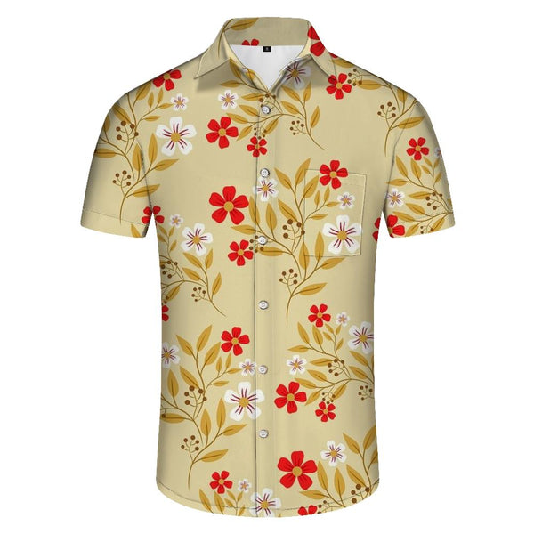 
Men's Floral Seaside Beach Party Hawaiian Fashion Lapel Beach Shirt Printed Button Top
                