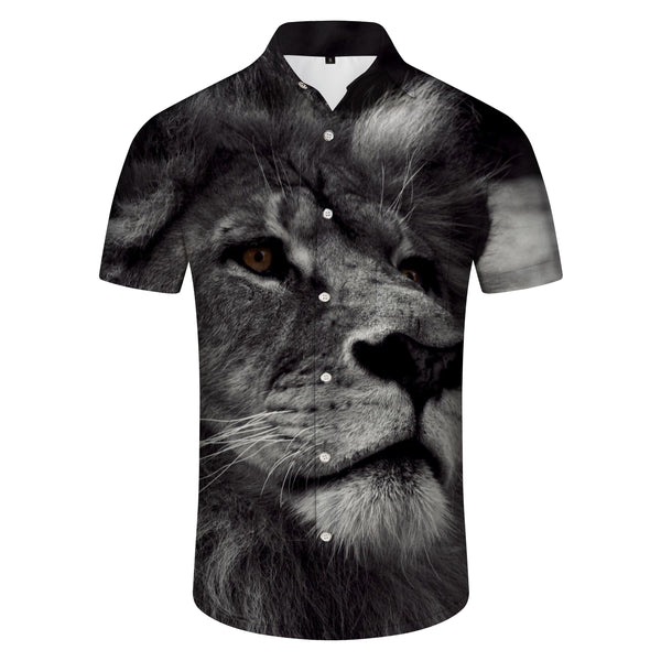 
Casual Vintage Holiday Beach Shirt Men Lion Print Short Sleeve Shirt Summer Regular Button Shirt 3D Animal Lion Print Shirt Tops Fashion Casual Grey
                