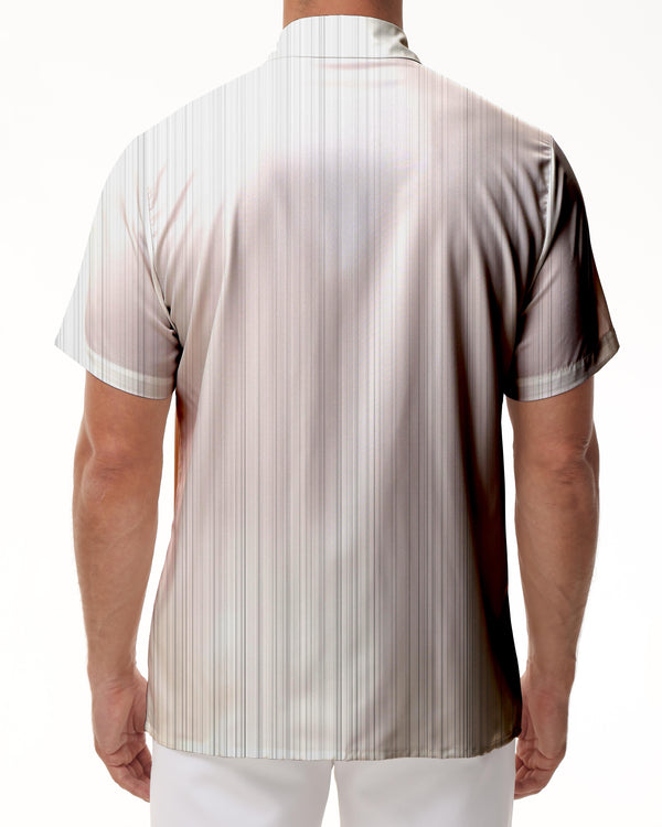 
White Men's Striped Button Dress Shirt Polyester Lapel Lightweight Casual Fashion Short Sleeve Shirt
                