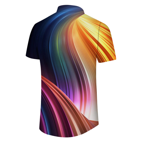
Rainbow Gorgeous Outdoor Loose Menswear Tropical Hawaiian Button Shirt Short Sleeve Beachwear 3d Abstract Geometric Print Pattern
                