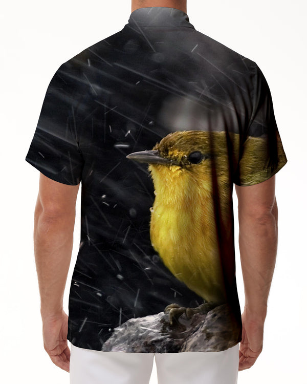
Cute Yellow Bird Snow Night Animal Men's Casual Style Shirt Short Sleeve Street 3D Printed Pattern Hawaiian Button Lapel Pocket
                