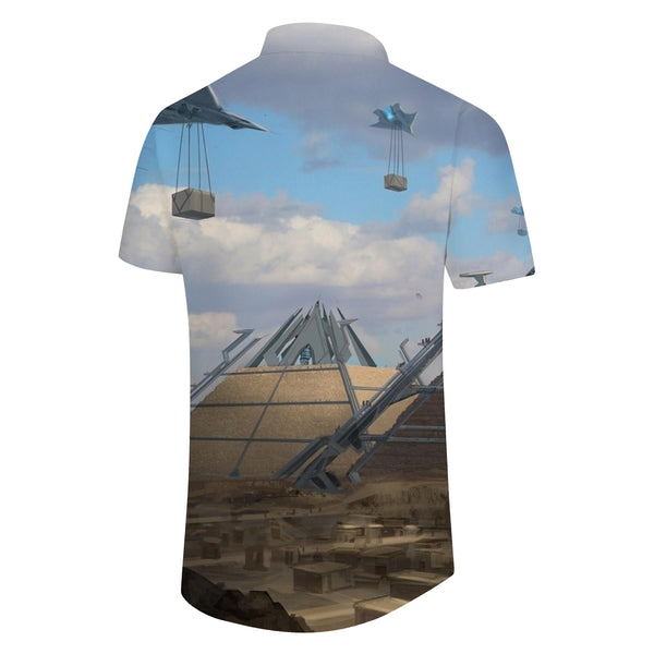 
Ancient Egypt Secret Pyramid Sphinx Hawaiian Shirt Men's Summer Beach Print Short Sleeve Button
                