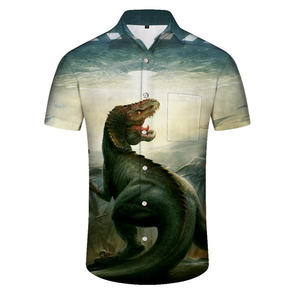 
Men's Polyester Tree Overlord Alien Spaceship Print Funny Short Sleeve Christmas Dinosaur Casual Fashion Comfortable Short Sleeve Shirt Breathable
                