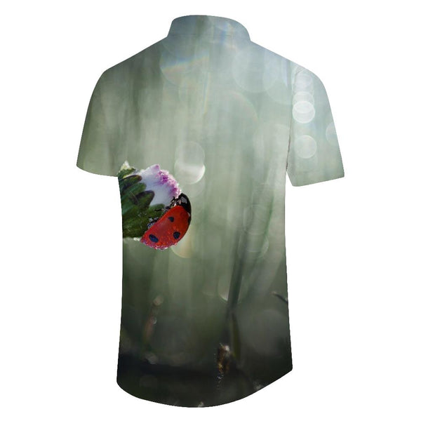 
Red ladybug and stamen tropical Hawaiian shirt holiday beach seaside shirt men's short sleeve
                