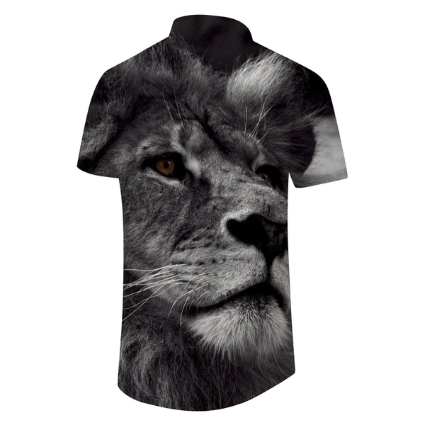 
Casual Vintage Holiday Beach Shirt Men Lion Print Short Sleeve Shirt Summer Regular Button Shirt 3D Animal Lion Print Shirt Tops Fashion Casual Grey
                