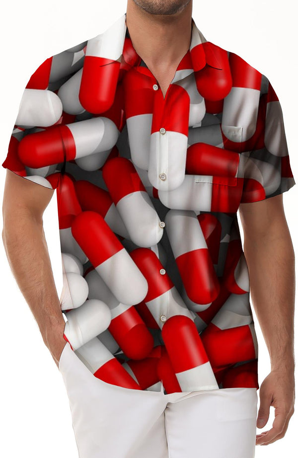 Original ball print shirt men's casual shirt personality trend fun print lapel short sleeve fashion new style