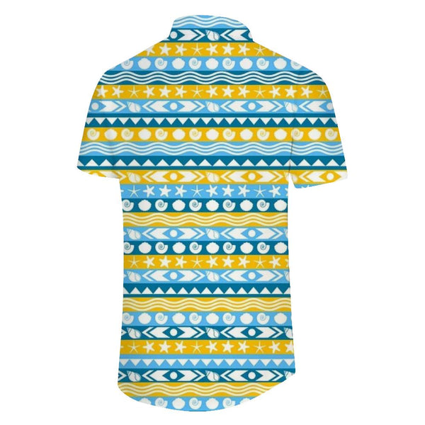 
Seashell pattern men's short-sleeved shirt summer leisure vacation beach button short-sleeved shirt
                