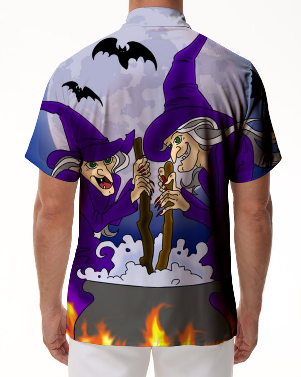 
Gargamel style pattern summer men's casual Hawaiian button-down shirt loose seaside vacation four seasons fashion
                