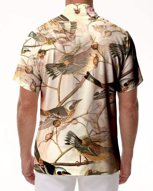 
Birds 3d digital printing men's casual loose tropical fashion Hawaiian button-down lapel street outdoor short sleeve
                