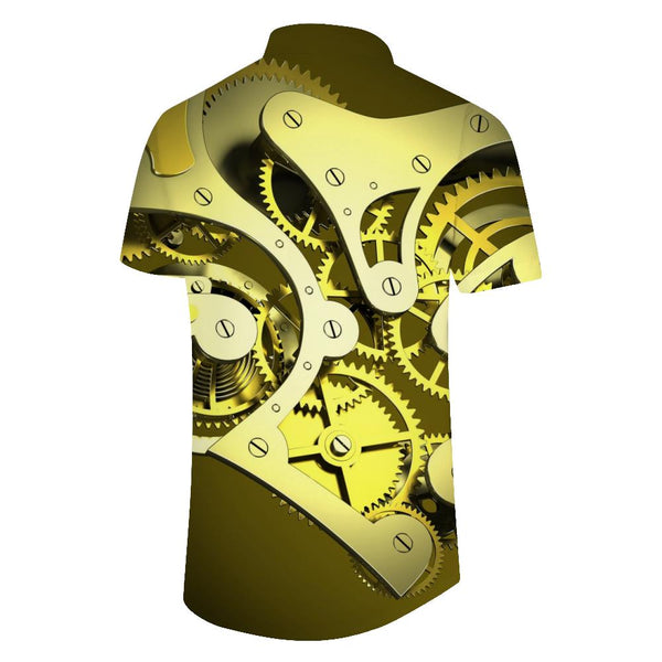 
Cool Steampunk Gear Pattern Men's Casual Button Short Sleeve Shirt Hawaii Beach
                