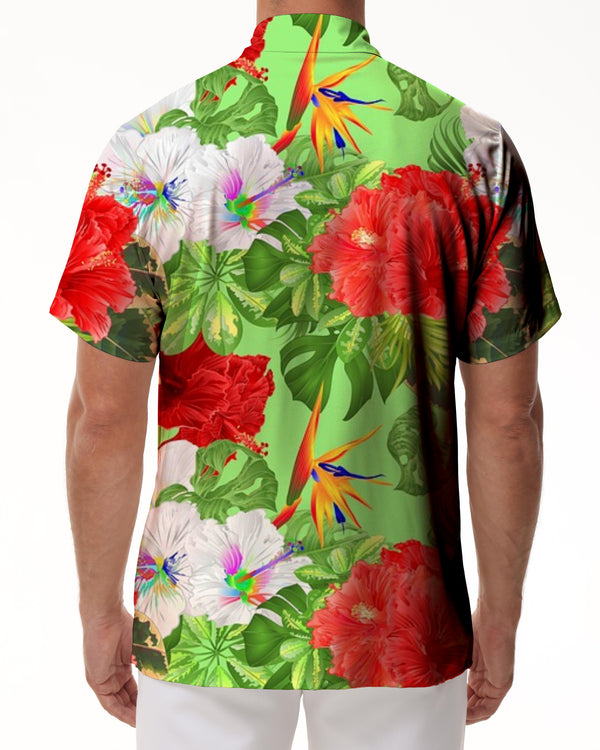 
Colorful floral men's casual tropical hawaiian button down lapel tropical summer 3d digital print short sleeve shirt
                