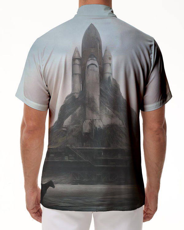 
Dark Art Hazy Rocket Shirt Men's Short Sleeve Button-Down Hawaiian Shirt for Summer Simple Style
                