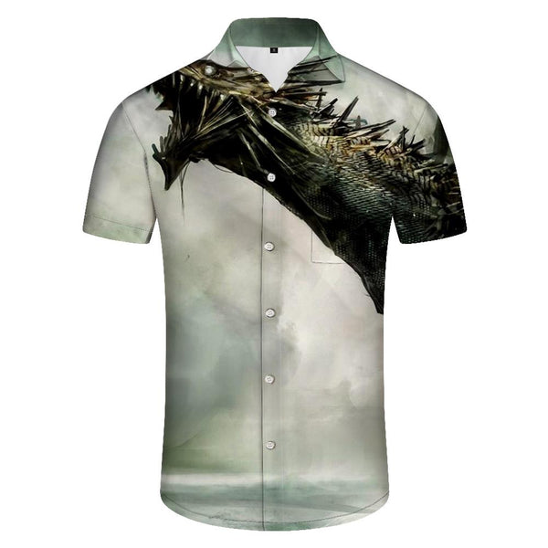 
Roaring fierce men's casual loose short-sleeved shirt tropical cool Hawaiian button-down short sleeves pocket lapel
                