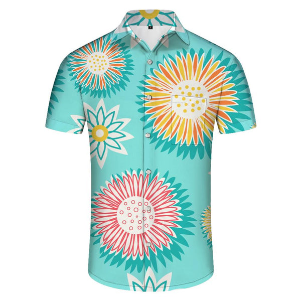 
Daisy Floral Pattern Mens Casual Button Down Hawaiian Shirt Tops Summer Short Sleeve Shirt
                