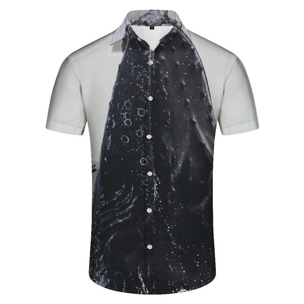 
Huge Black Whale Mens Casual Loose Black Animal Hawaiian Button Down Lapel Short Sleeve Shirt Pocket
                