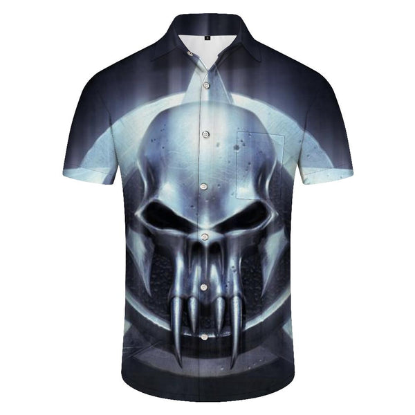 
Horror silver devil skull short sleeve shirt skull 3d print pattern Hawaiian beach clothes
                