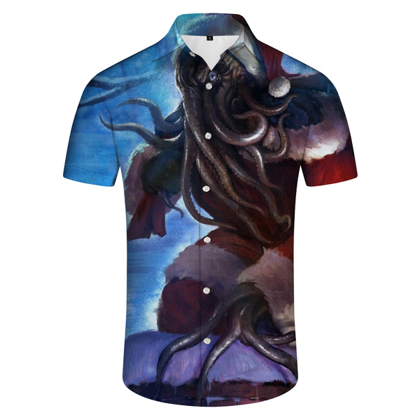 
Abstract fun Santa Claus 3d print shirt casual fashion short sleeve men's shirt Hawaiian button shirt
                